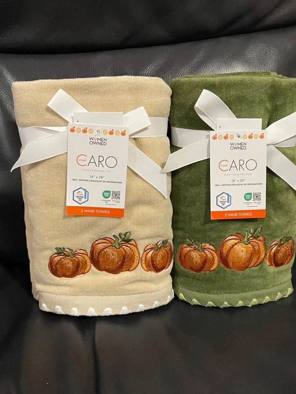 Thanksgiving CARO HOME Pumpkin Hand Towels (2) Thanksgiving Pumpkin Towels